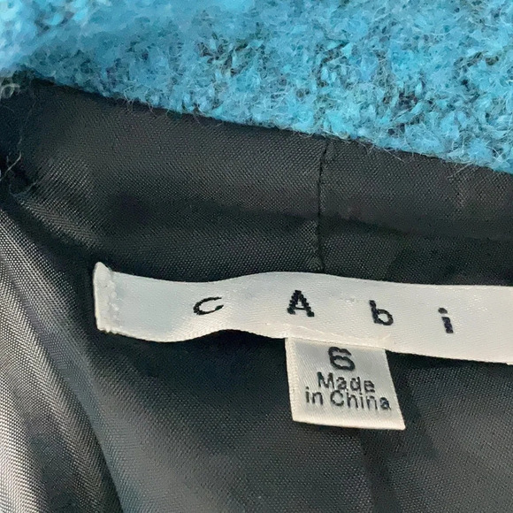 CAbi 186 Jacket Blazer Teal Turquoise Blue Boucle Tweed Wool Blend Size 6 Small - Picture 6 of 8